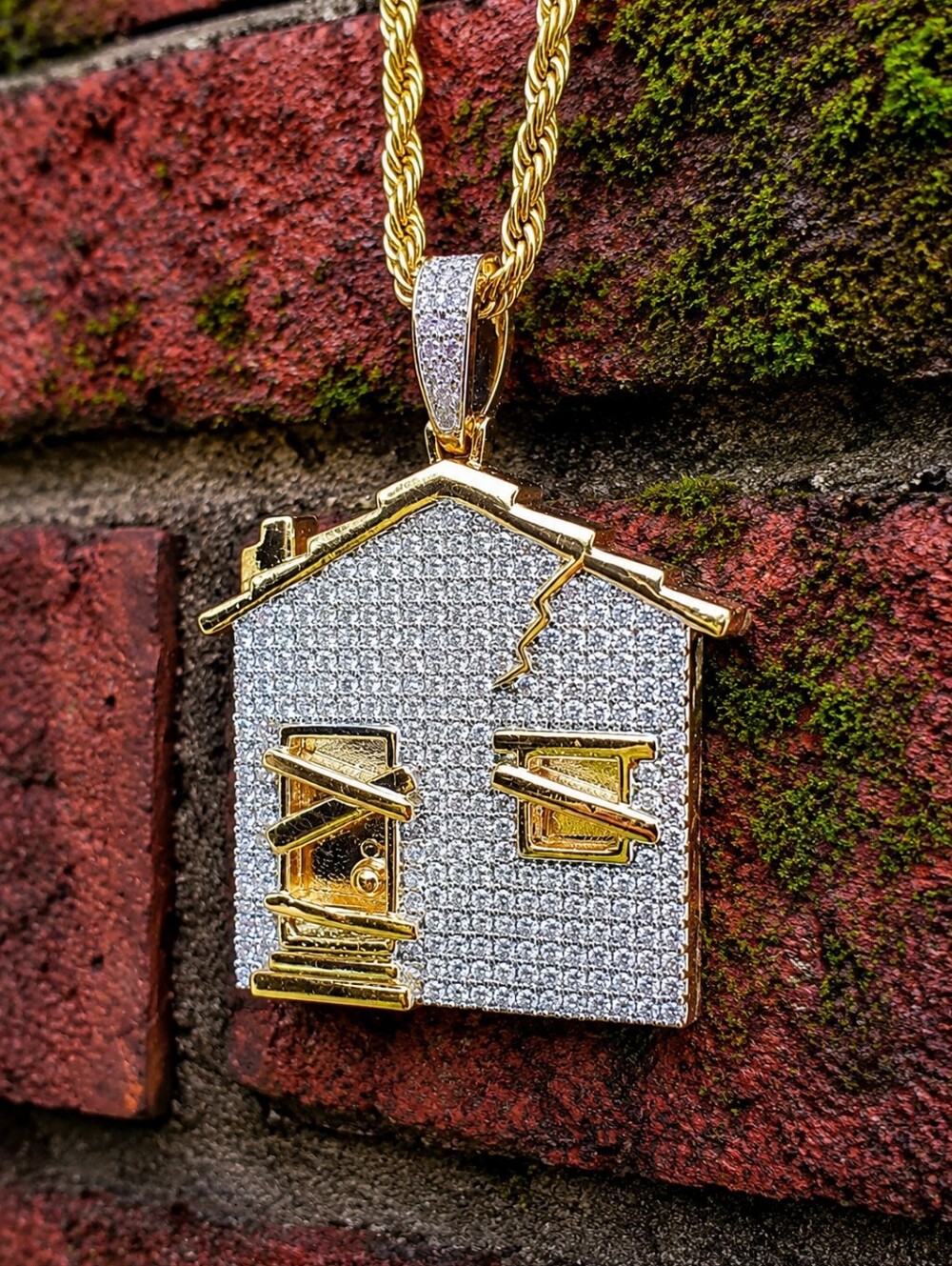 14k Gold Plated Trap House 24" Iced Out Chain